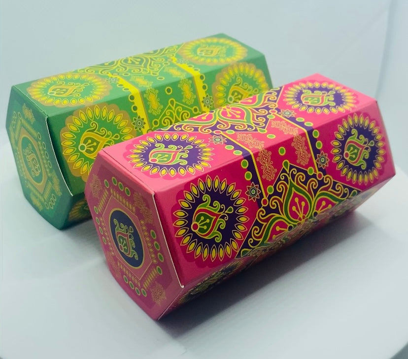 Mendhi Dholki Hexagon Themed Favour Boxes