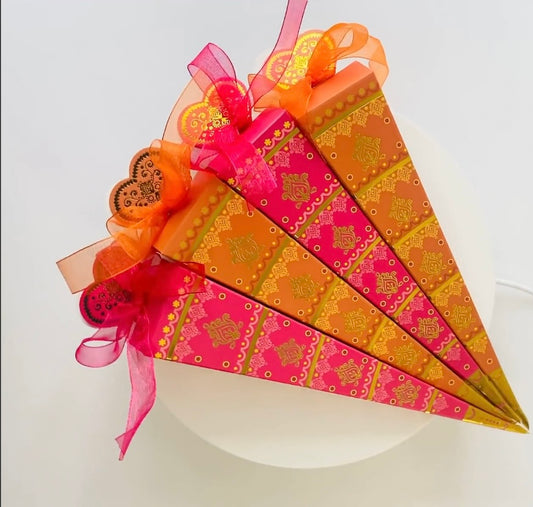 Mendhi Dholki Cone Themed Favour Boxes